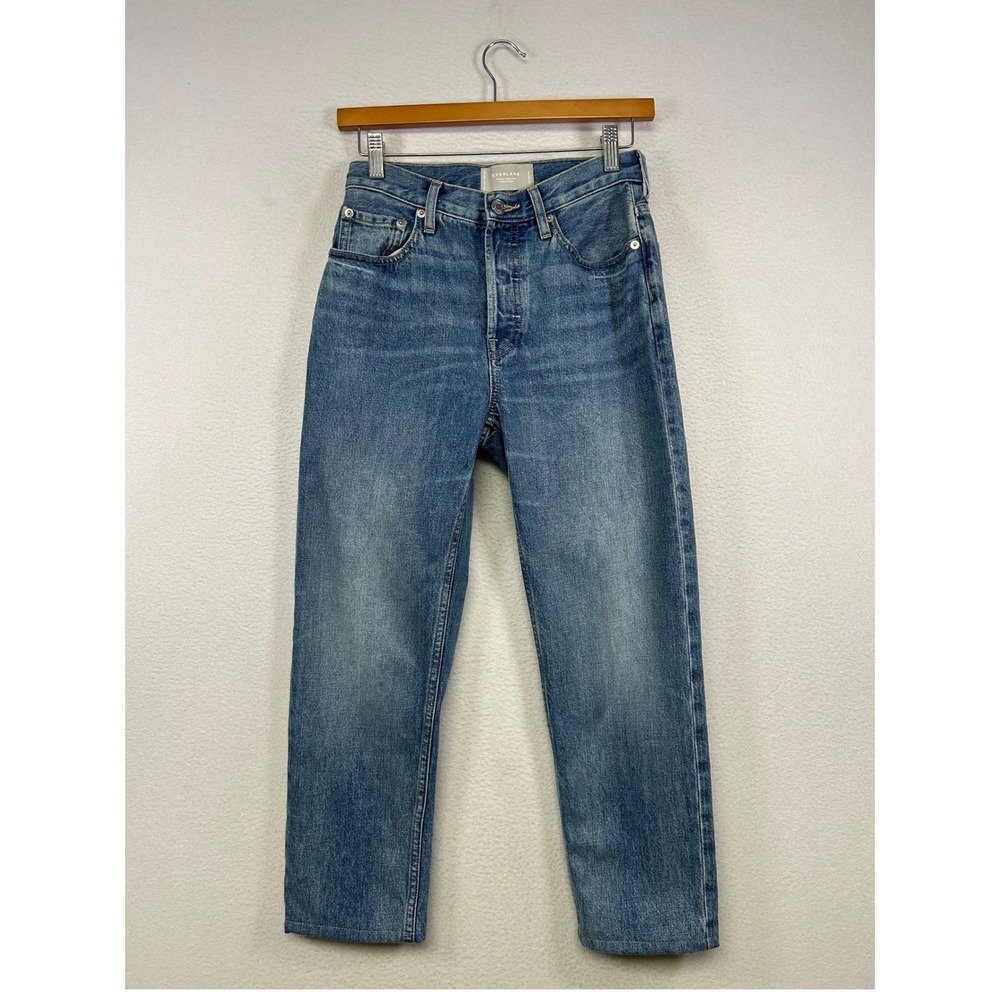 Vintage Style Everlane Womens 24 Blue 90s Cheeky Organic Cotton Straight Jeans
